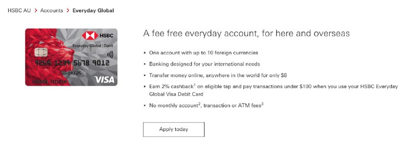 汇丰银行澳大利亚卡属银行：汇丰银行卡类型：储蓄卡卡组织：VISA卡bin：458594申请方式：